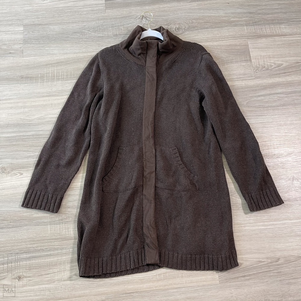 Eileen Fisher Women's	Cardigan Full Zip Organic Cotton Knit Fall L Brown